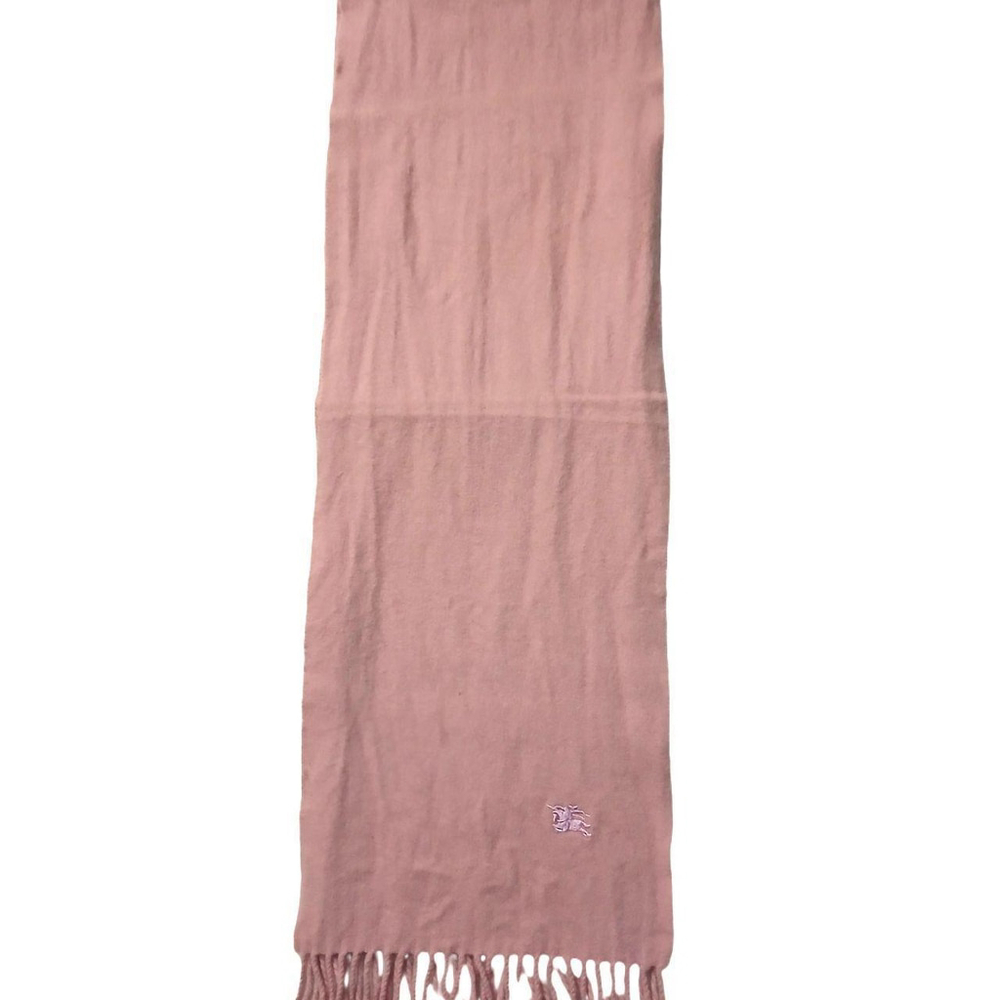 Luxury Vintage Light Pink Lambs Wool Burberry Scarf Embroidered Logo - Picture 1 of 6